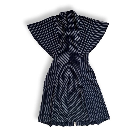 TED BAKER NAVY ZIP FRONT STRIPED MIDI DRESS SIZE 4 US 12 - Picture 2 of 8